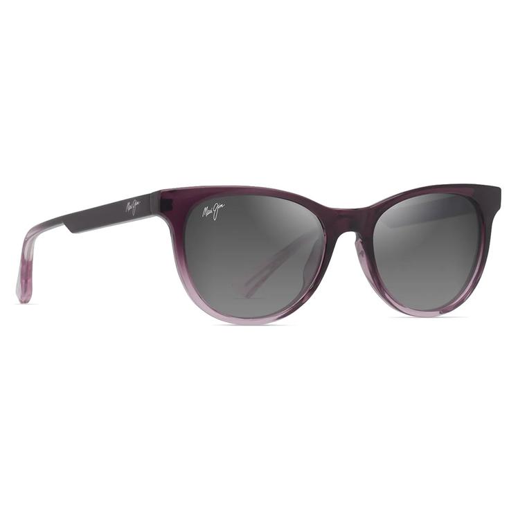 Maui Jim Lunettes de soleil Lonomea Shiny Trans Dark Purple Lilas Neutral Grey Minéral Superthin Présentation