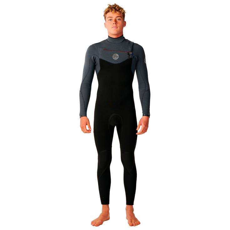 Rip Curl Combinaison Surf Flashbomb Chest Zip 5/3 Charcoal Grey Présentation
