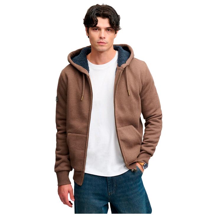 Superdry Sweat Borg Lined Zip Hoodie Mocha Brown Marl Présentation