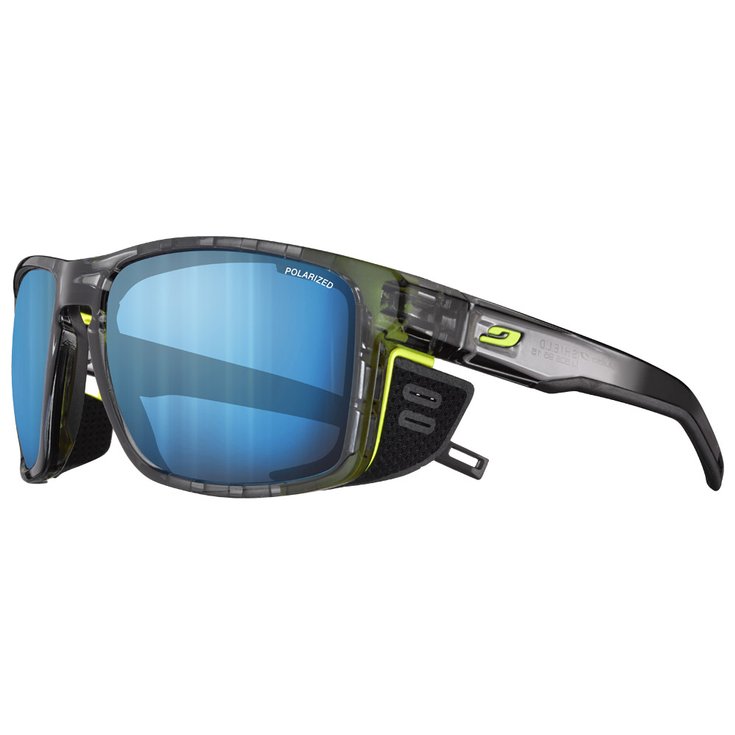 Julbo Lunettes de soleil Shield M Noir Translucide Brillant Jaune Spectron Hd 4 Polarized Présentation