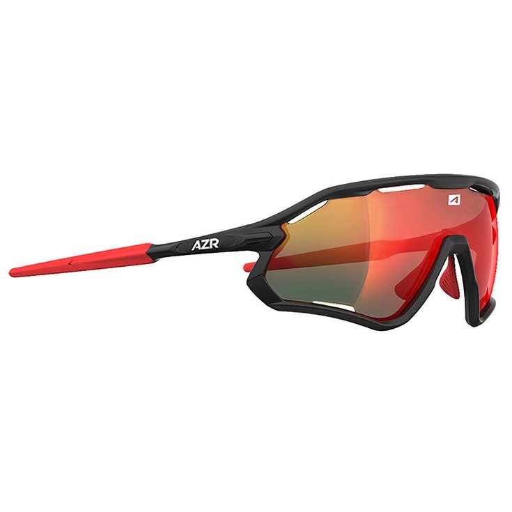 AZR Lunettes de soleil Attack Rx Noire Mate Multicouche Rouge Présentation