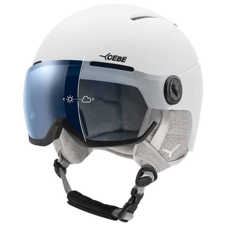 Cebe Casque de ski avec visière Rise Evo White Vario Flash Blue Présentation