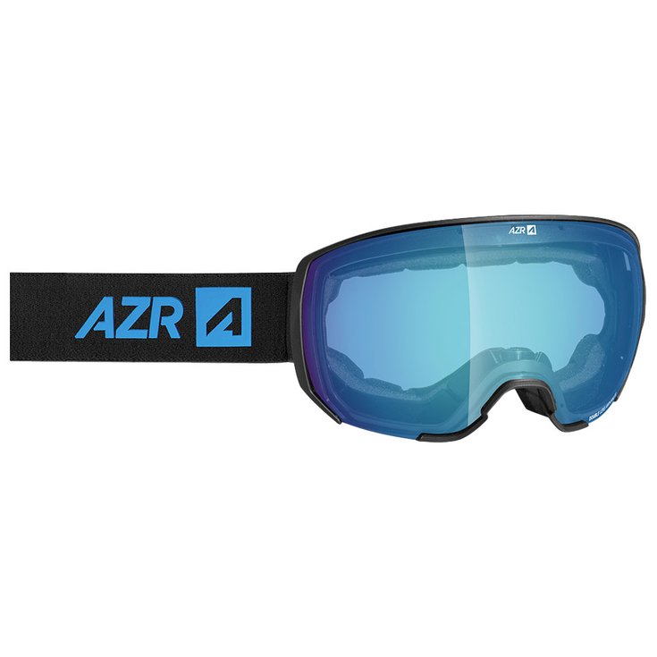 AZR Masque de Ski Action Otg Noire Mate Irisé Bleu Multicouche Présentation