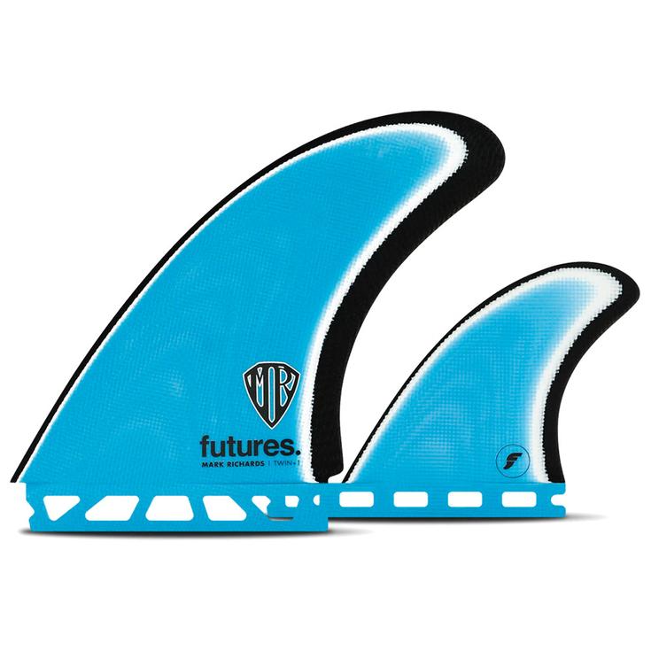 Futures Fins Ailerons Surf Mark Richards Twin+1 Blue Présentation