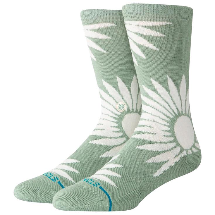 Stance Chaussettes Florals Socks Radial Brust Crew Seagreen Présentation