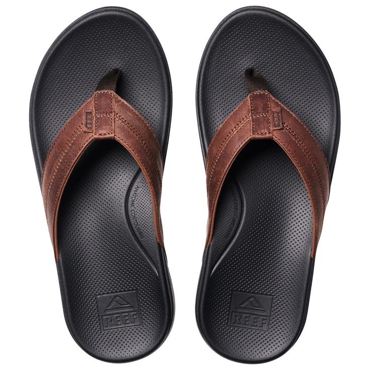 Reef Tongs Cushion Phantom 2.0 Leather Brown Black Présentation