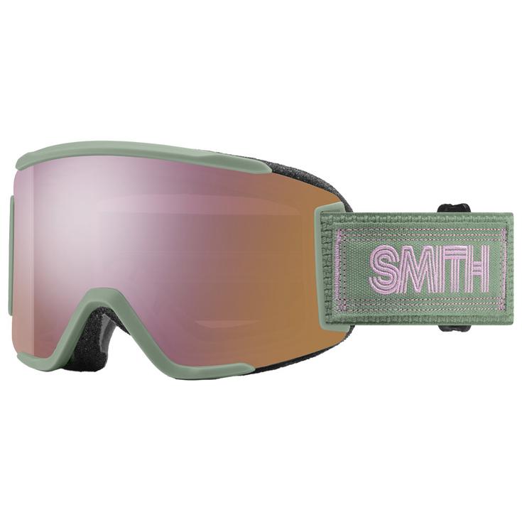 Smith Masque de Ski Squad S Olive Warm Steel Chromapop Everyday Rose Gold Mirror + Clear Présentation