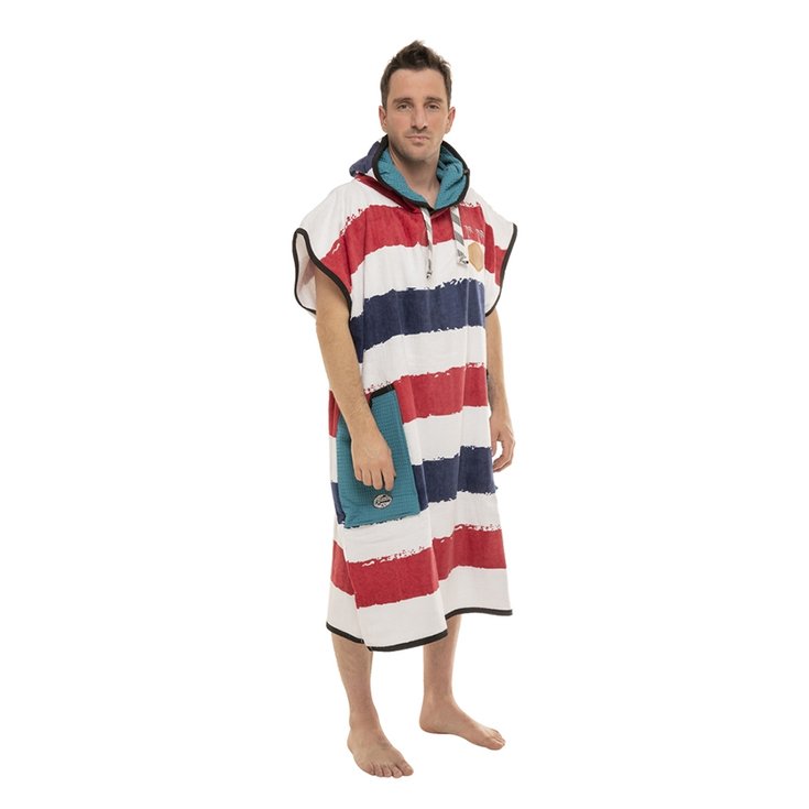 All-In Poncho Surf Classic Beach Crew - Stripe Blue Waffle Profil