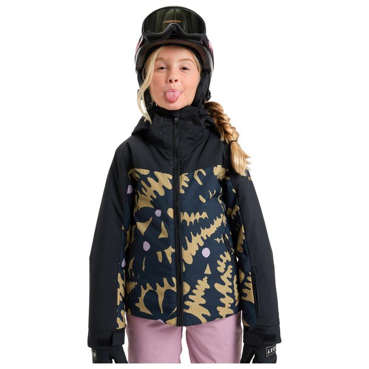 Roxy Blouson Ski Free Jet Block Girl Jacket Fennel Seed Big Flower Rg Présentation