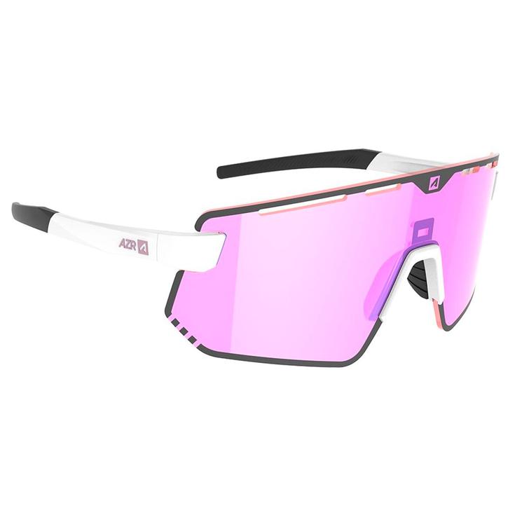 AZR Lunettes de soleil Flash Rx Blanche Vernie Multicouche Irisé Rose Présentation