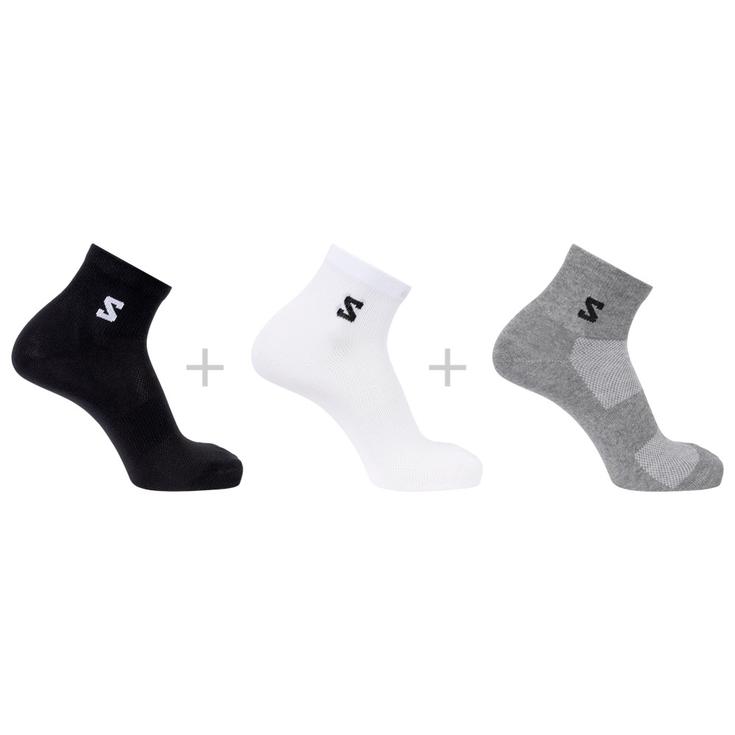Salomon Chaussettes Everyday Lite Quarter 3-Pack Black White Présentation