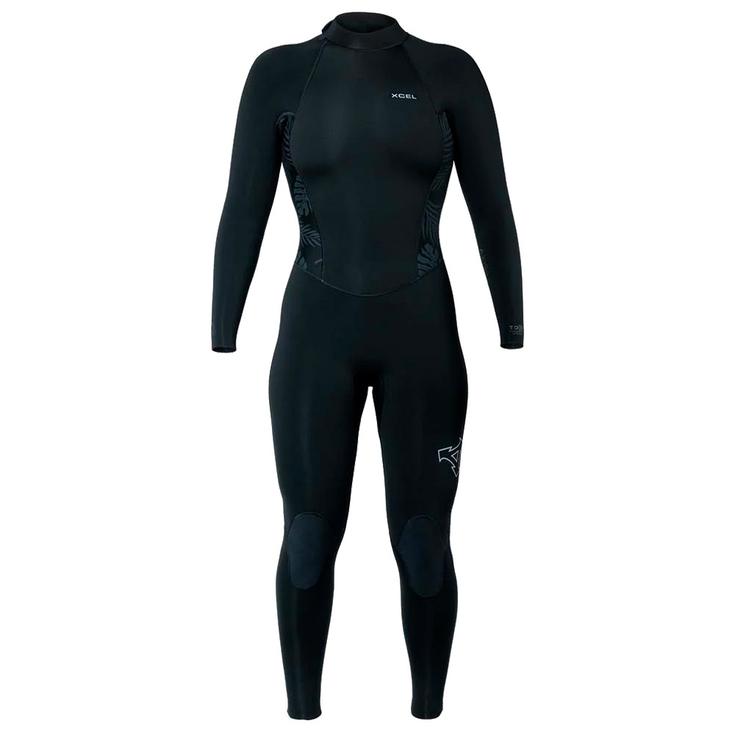 Xcel Combinaison Intégrale Axis Back Zip 3/2Mm Black / Palm Monstera Print Présentation