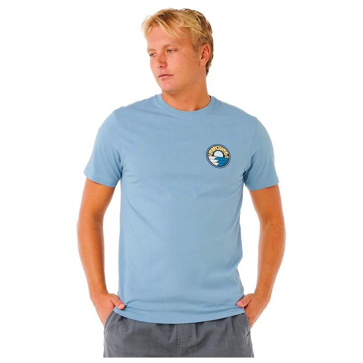 Rip Curl Tee-shirt Pacific Rinse Stacked Faded Denim Présentation
