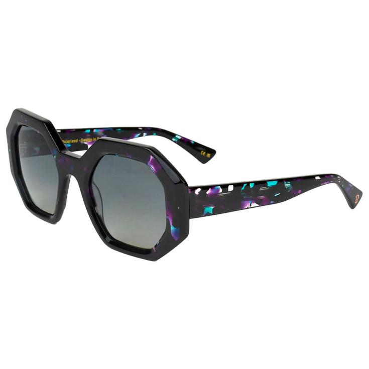 Binocle Eyewear Lunettes de soleil Claudia Shiny Purple Turquoise Gradient Grey Polarized Présentation