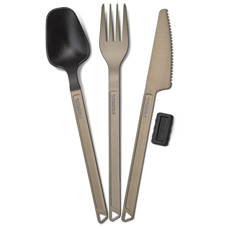 Primus Couverts Trek Cutlery Set Aluminium Black Dark Grey Présentation