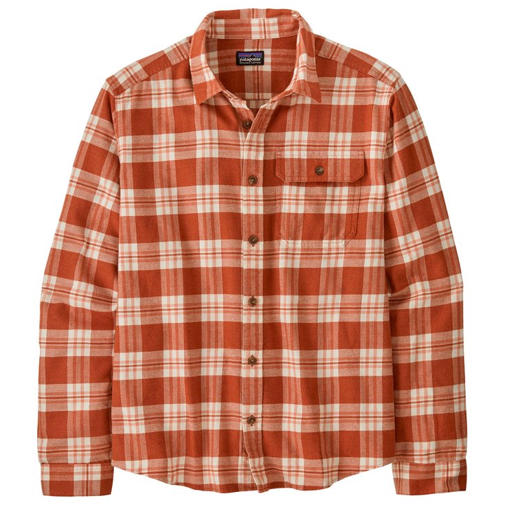 Patagonia Chemise Men’s Long-Sleeved Cotton in Conversion Lightweight Fjord Flannel Shirt Base Camp Burnished Red Présentation