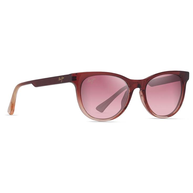 Maui Jim Lunettes de soleil Lonomea Shiny Translucide Red Light Pink Maui Rose Minéral Superthin Présentation