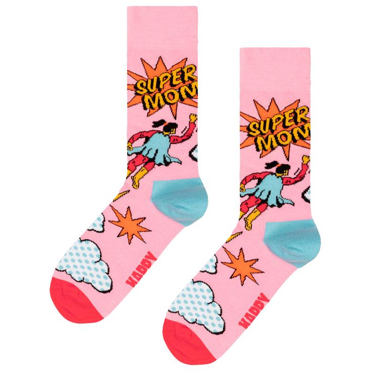 Happy Socks Chaussettes Crew Socks Flying Super Mom Orange Présentation