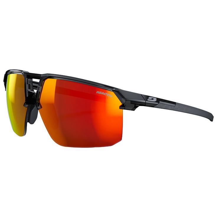 Julbo Lunettes de soleil Liry Brillant Noir Gris Foncé Translucide Brillant Reactiv 1-3 Light Amplifier Présentation