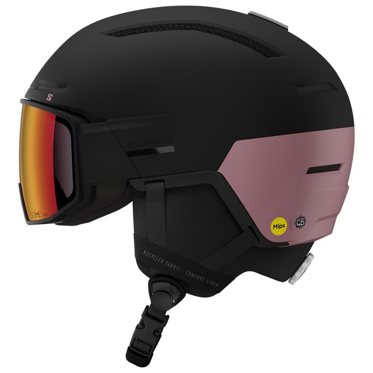 Salomon Casque de ski avec visière Driver Pro Sigma Photo Mips Black Dawn Pink Metal Poppy Red 
