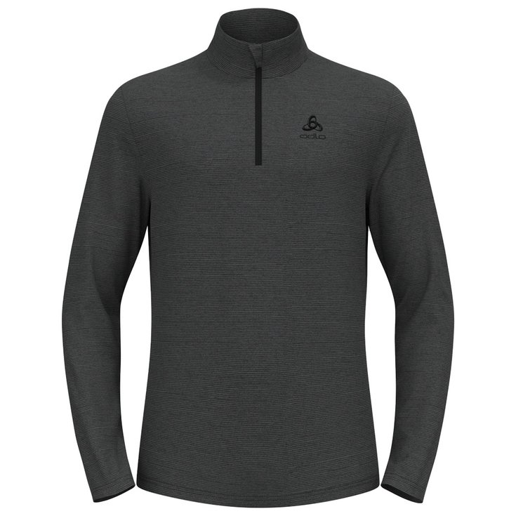 Odlo Polaire Roy Mid Layer 1/2 Zip Shale Grey Black Stripes Présentation