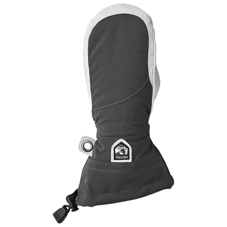 Hestra Moufles Army Leather Heli Ski Female Mitt Grey Offwhite Présentation