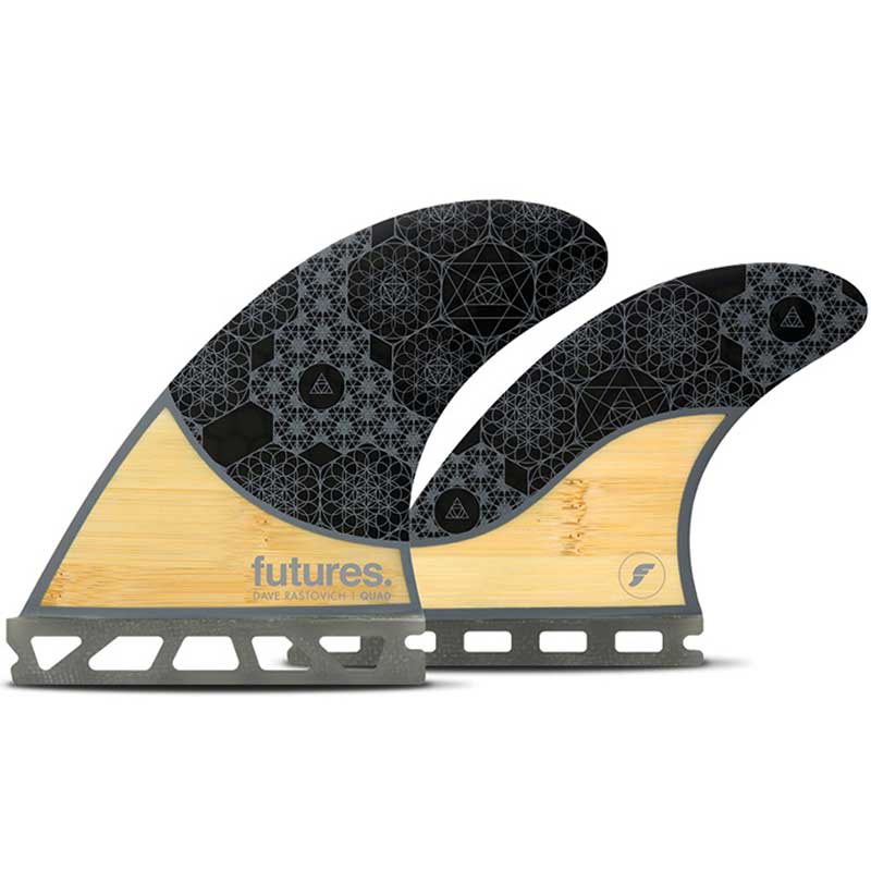 Futures Fins Ailerons Surf Quad Set Rasta Bamboo Carbon - 4 Dérives Profil
