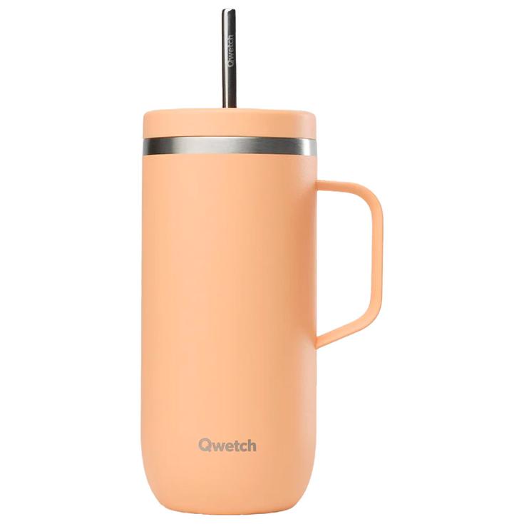 Qwetch Mug Cold Cup 600 ml + Anse Matt Pastel Abricot Présentation