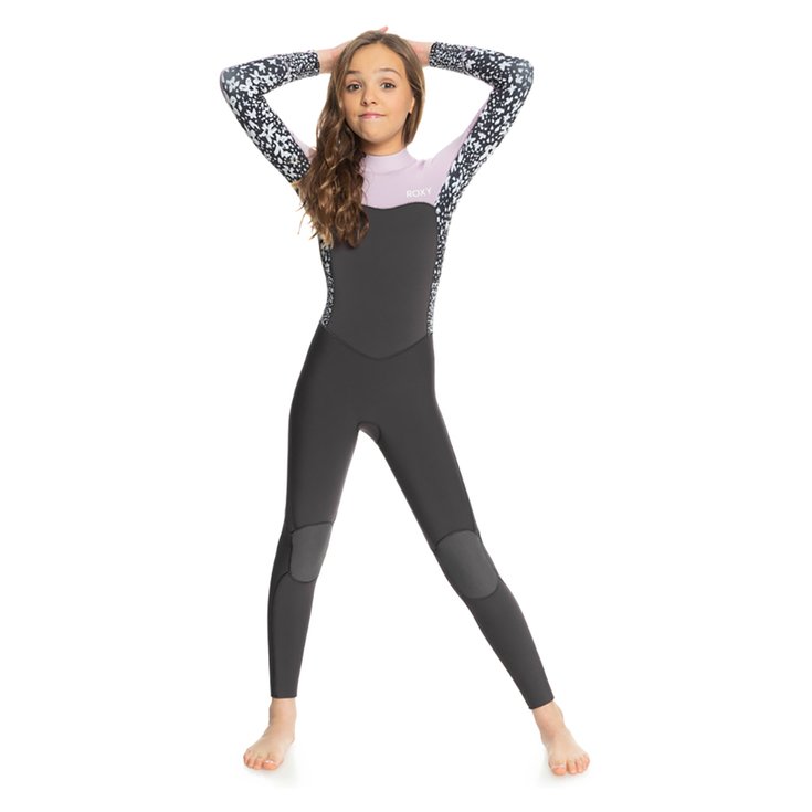 Roxy Combinaison Intégrale Junior Swell Series 4/3 Back Zip Jet / Orchid Bouquet Présentation